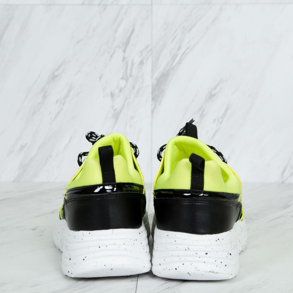 SZ 7 Neon Color Platform Lace Up Fashion Sneakers - Picture 4 of 5